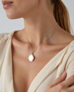 925 Sterling Silver Oval Photo Locket Necklace - Sage - Image 8