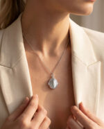 925 Sterling Silver Oval Photo Locket Necklace - Sage - Image 9