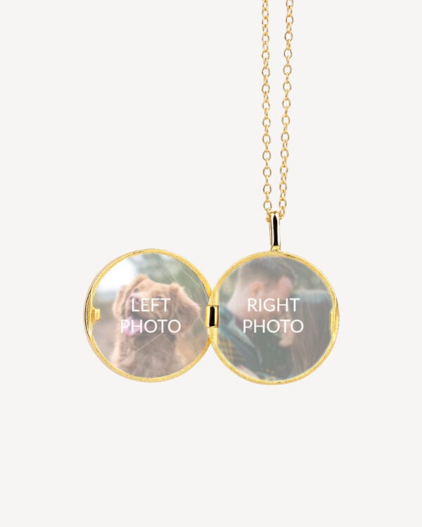 925 Sterling Silver Round Photo Locket Necklace - Aura - Image 3