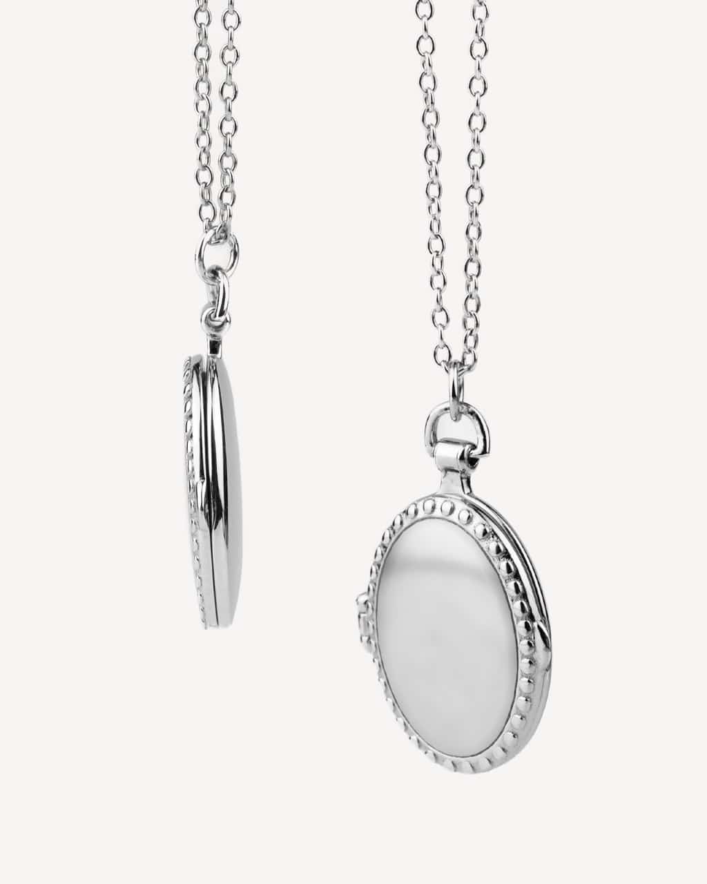 Galutinis--ROUND-pagrindine-foto 925 Sterling Silver Oval Photo Locket Necklace - Sage - Image 2