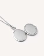 925 Sterling Silver Oval Photo Locket Necklace - Sage - Image 5