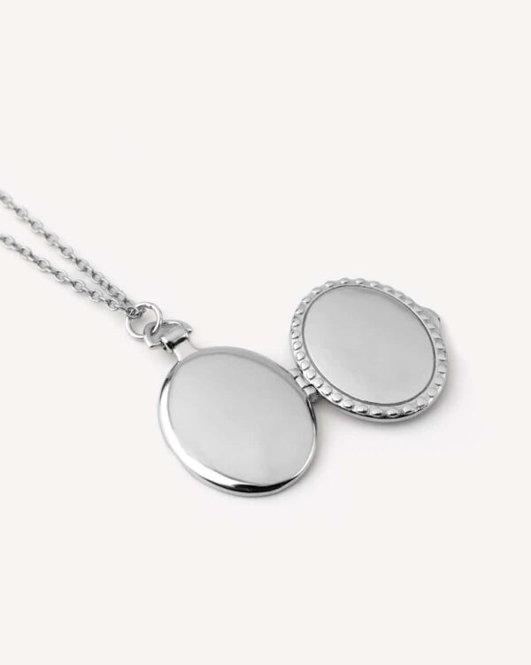 925 Sterling Silver Oval Photo Locket Necklace - Sage - Image 5