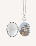 925 Sterling Silver Oval Photo Locket Necklace - Sage - Image 3