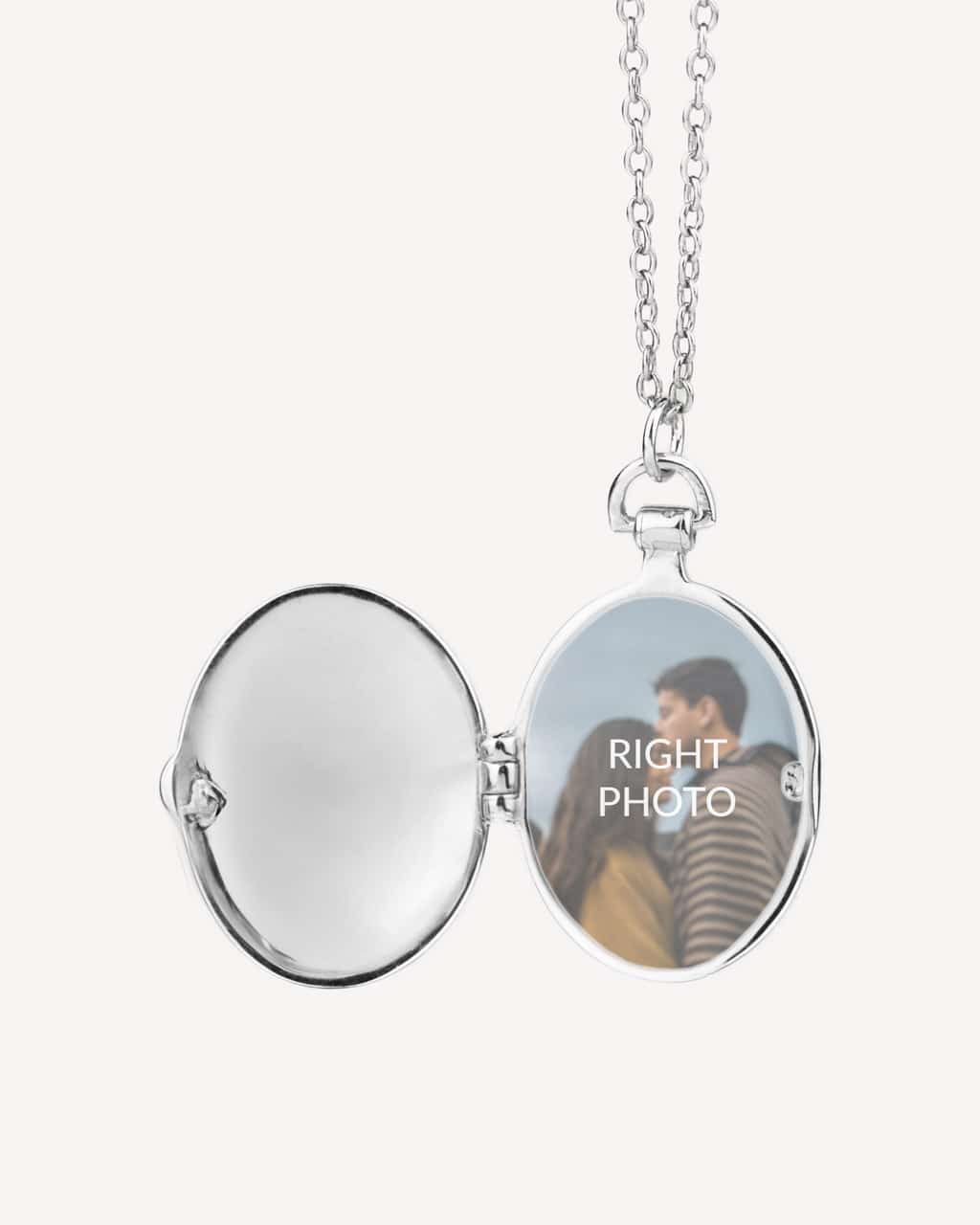 mak 925 Sterling Silver Oval Photo Locket Necklace - Sage - Image 3