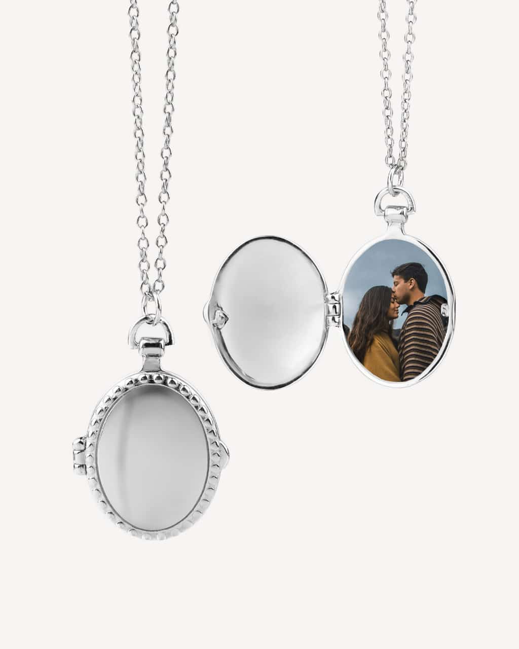 pagr-su-foto 925 Sterling Silver Oval Photo Locket Necklace - Sage - Image 1