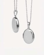 925 Sterling Silver Oval Photo Locket Necklace - Eira - Image 2
